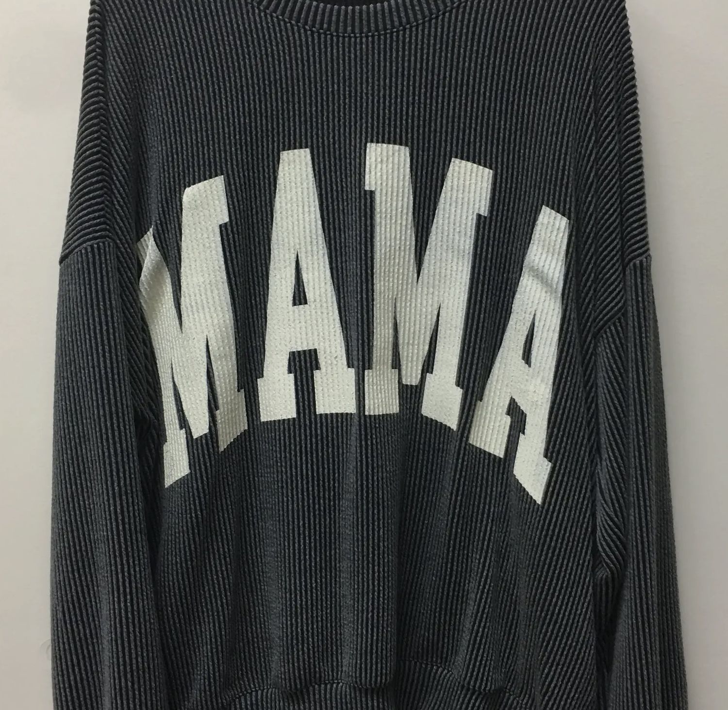 Mama Ribbed Sweatshirt, Color: Charcoal, Size: Small