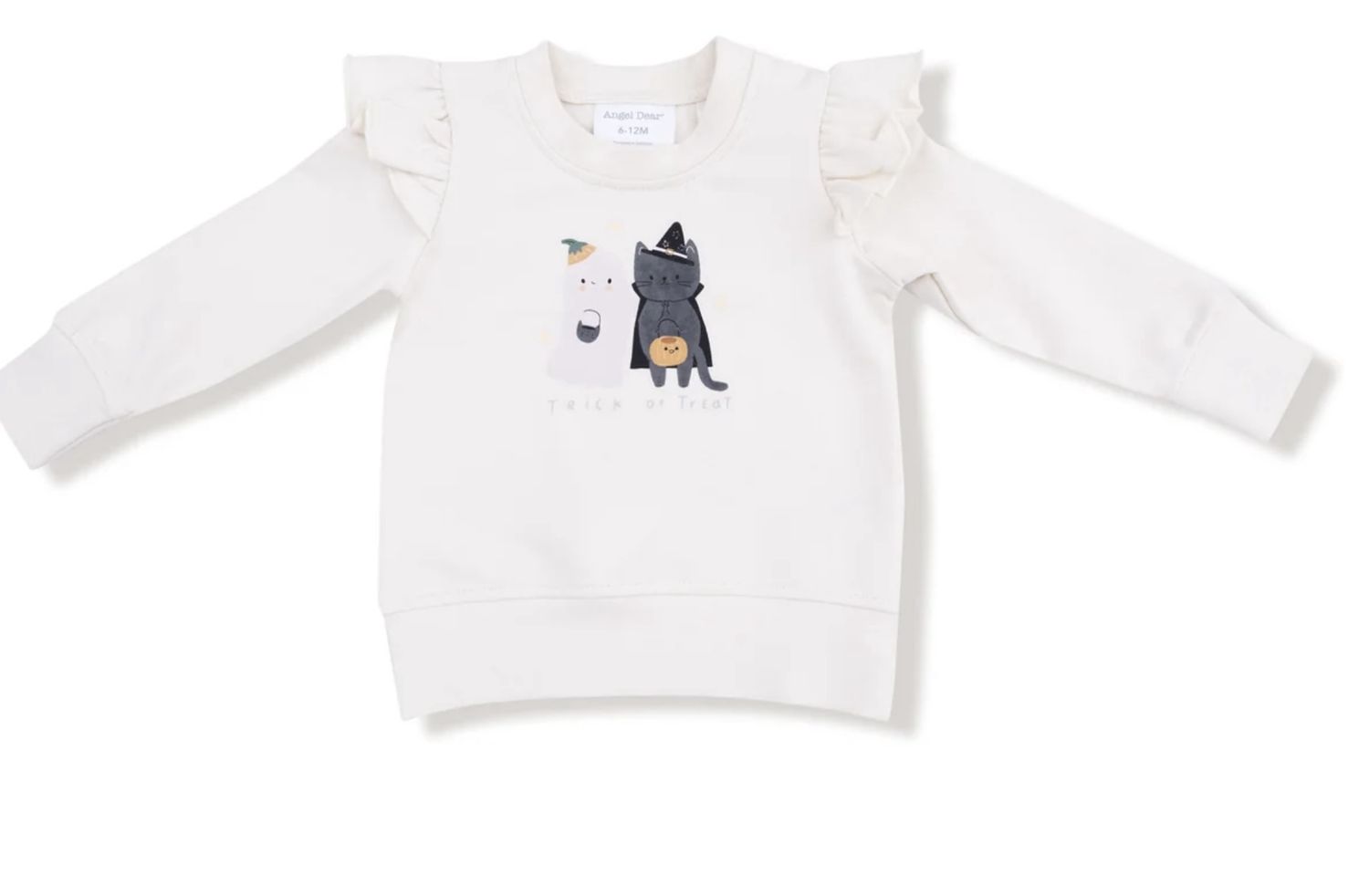 Trick or Treat Ruffle Sweatshirt, Color: Cream, Size: 6-12M