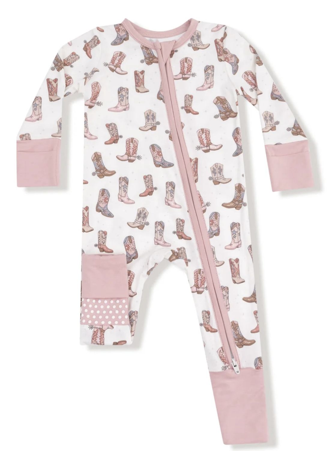 2-Way Zipper Romper Future Cowgirl, Color: Pink Cowgirl, Size: 0-3M