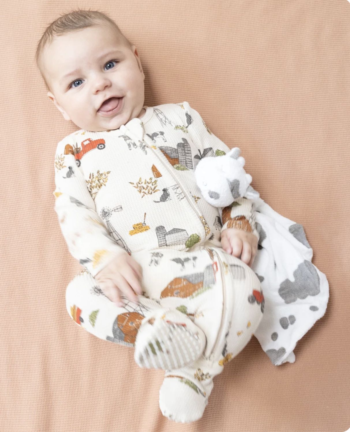 2-Way Zipper Footie - Hay Farmer, Color: Hay Farmer, Size: NB