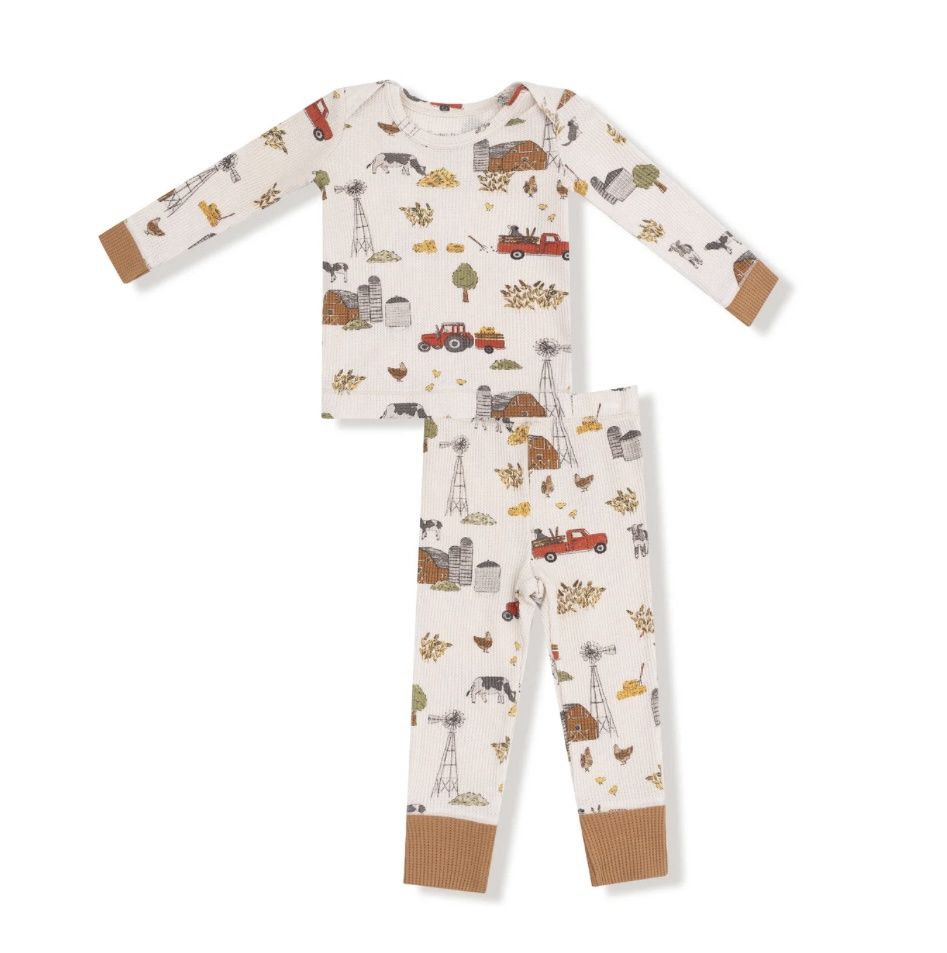 Long Sleeve Loungewear Set - Hay Farmer, Color: Hay Farmer, Size: 6-12M