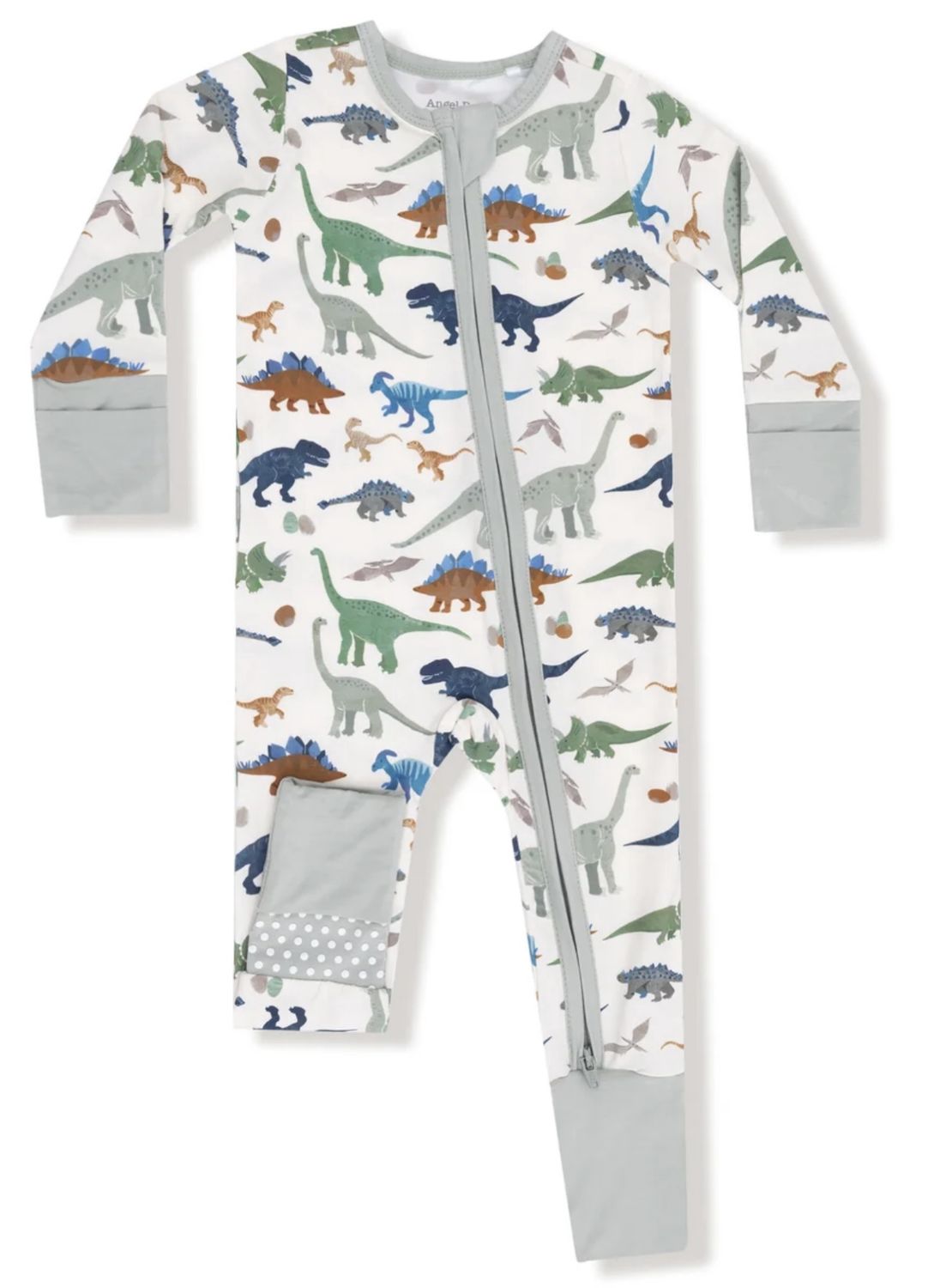 2-Way Zipper Romper - Washy Dinos, Color: Washy Dinos, Size: 0-3M