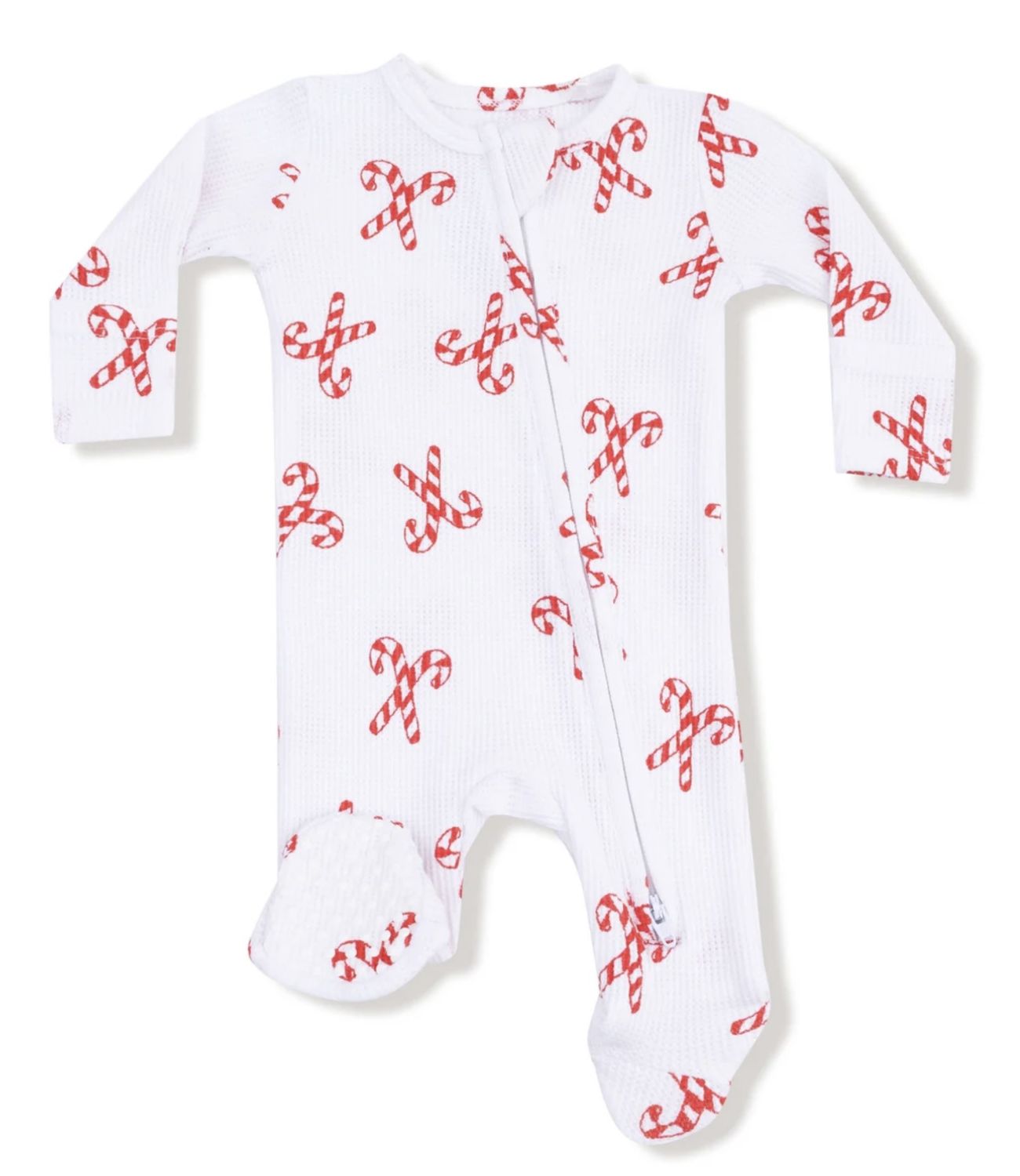 2-Way Zipper Footie - Candy Canes, Color: Candy Canes, Size: 0-3M