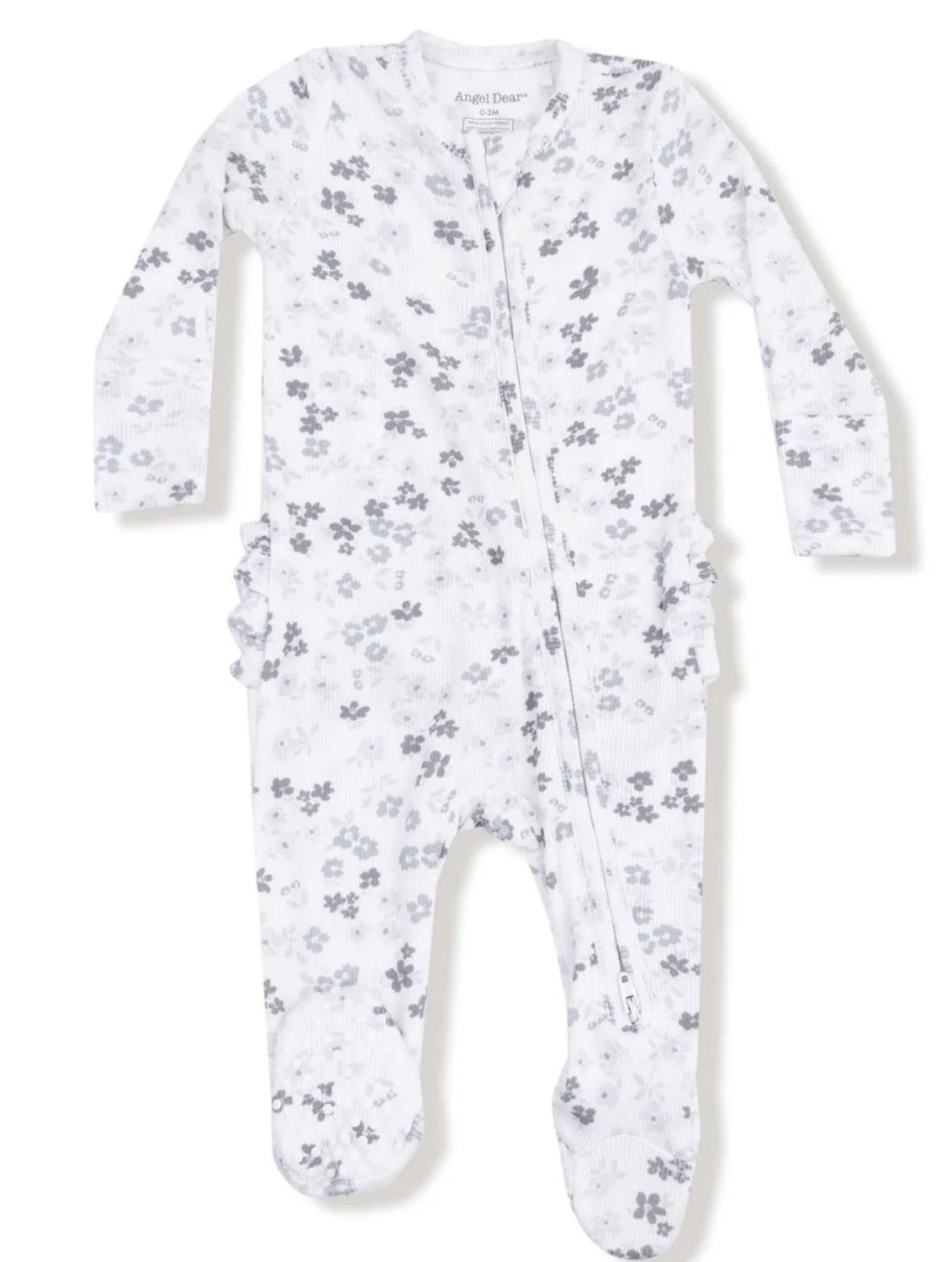 2-Way Zipper Ruffle Footie, Color: Caroline’s Calico, Size: NB