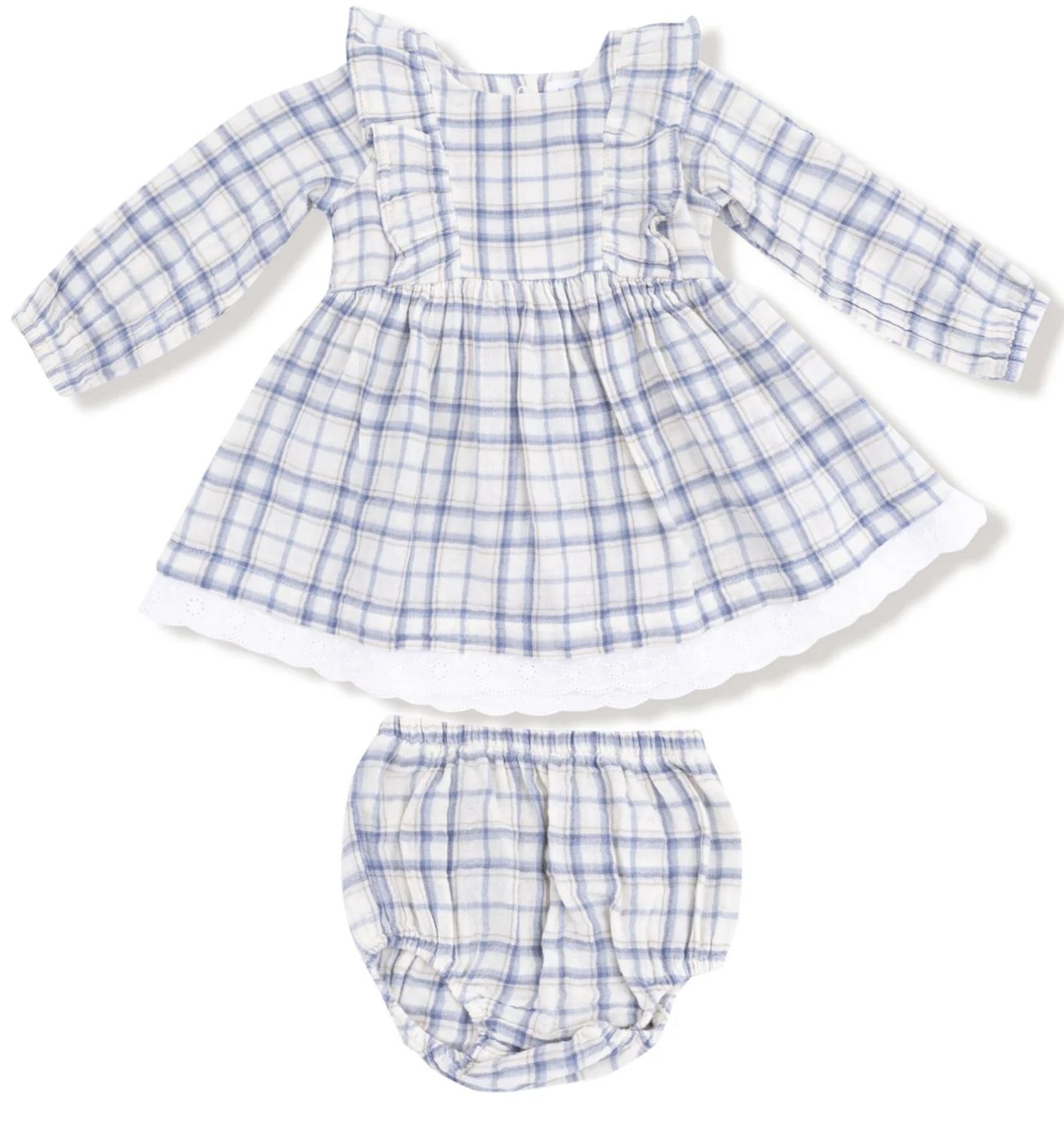 Skylar Dress + Bloomer, Color: Blue Plaid, Size: 6-12M