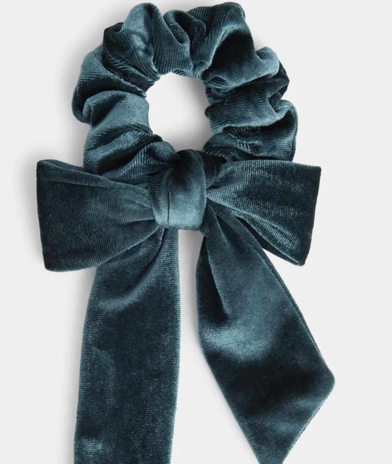Velvet Bow Scrunchie - Storm Teal, Color: Storm Teal