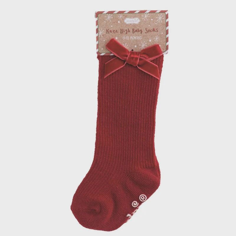 Tall Red Bow Baby Socks