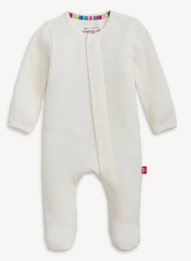 Elliot Magnetic Sleepers, Color: White Waffle, Size: Preemie