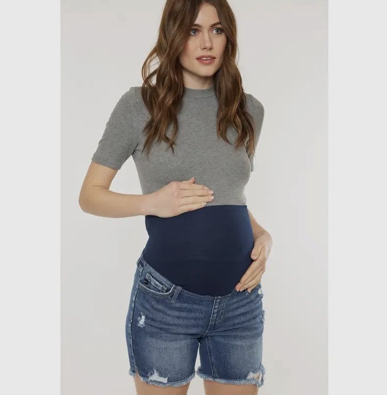 Lucy Maternity Shorts, Color: Denim, Size: 3/25