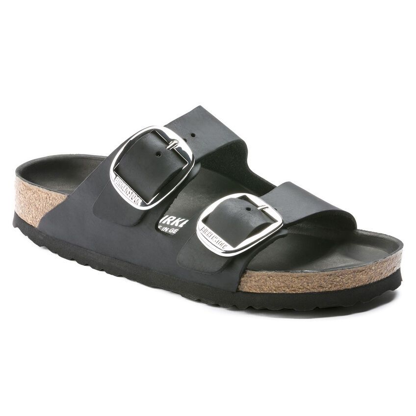 Arizona Big Buckle Oiled Leather, Color: Black, Size: EU35 (US 4/4.5) Narrow