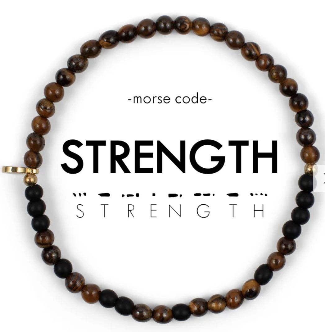 Strength Morse Code Bracelet, Color: Tiger Eye &amp; Black