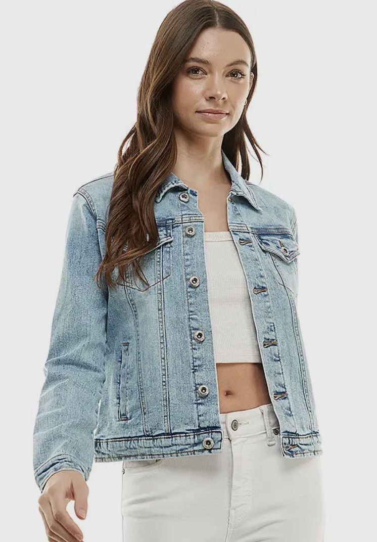 Jackie Denim Jacket, Color: Light Wash, Size: Small