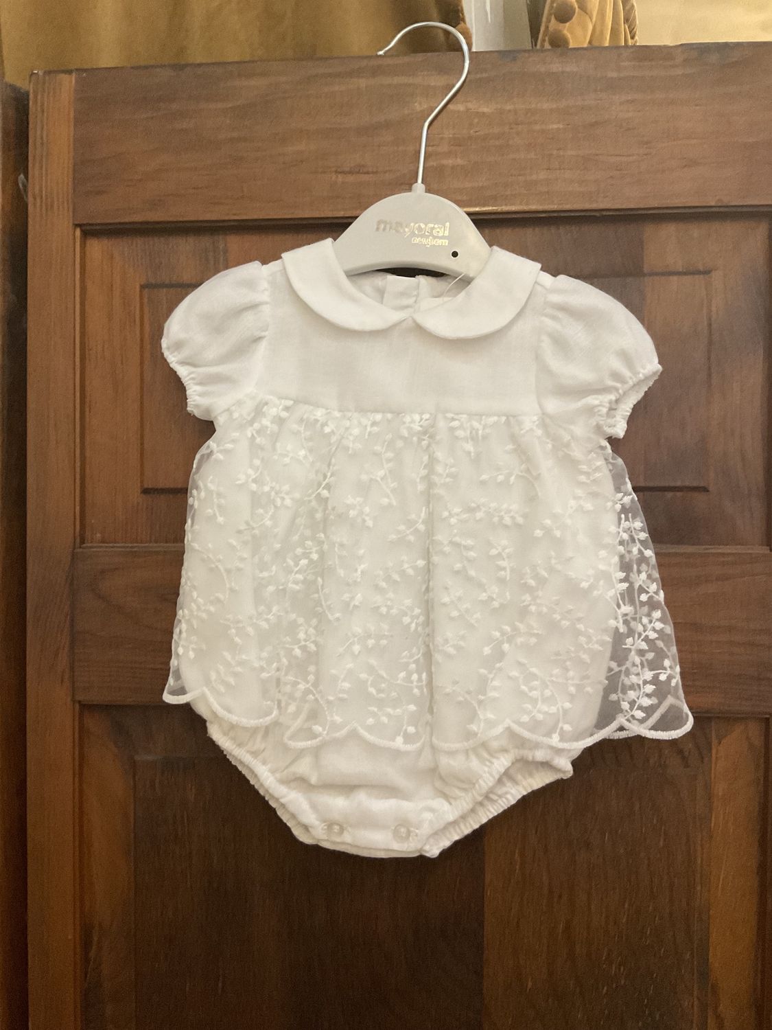 Mary Lace Tulle Dress with Bloomers, Color: Cream, Size: 0-1 Mo. (22” ht)