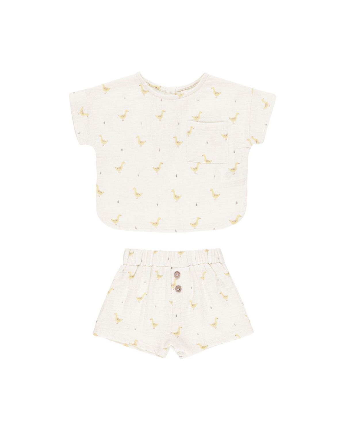 Geese Short Set, Color: Cream/Ducks, Size: 0-3M