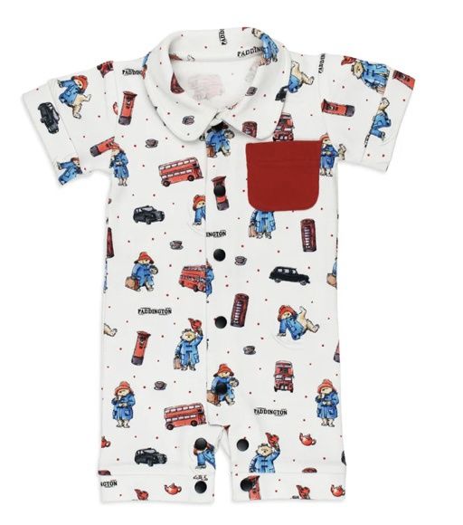 Short Sleeve Coverall London Paddington, Color: White, Size: 0-3M
