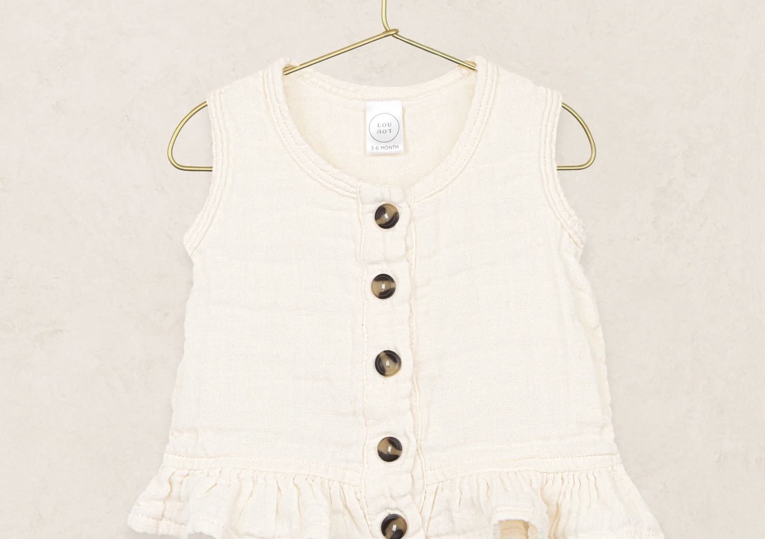 Sabrina Ruffle Tank - Cream, Color: Cream, Size: 3T