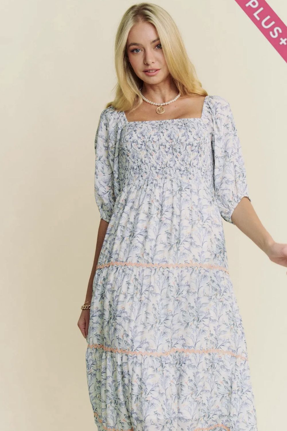 Tessa Tiered Midi Dress, Color: Blue, Size: Small