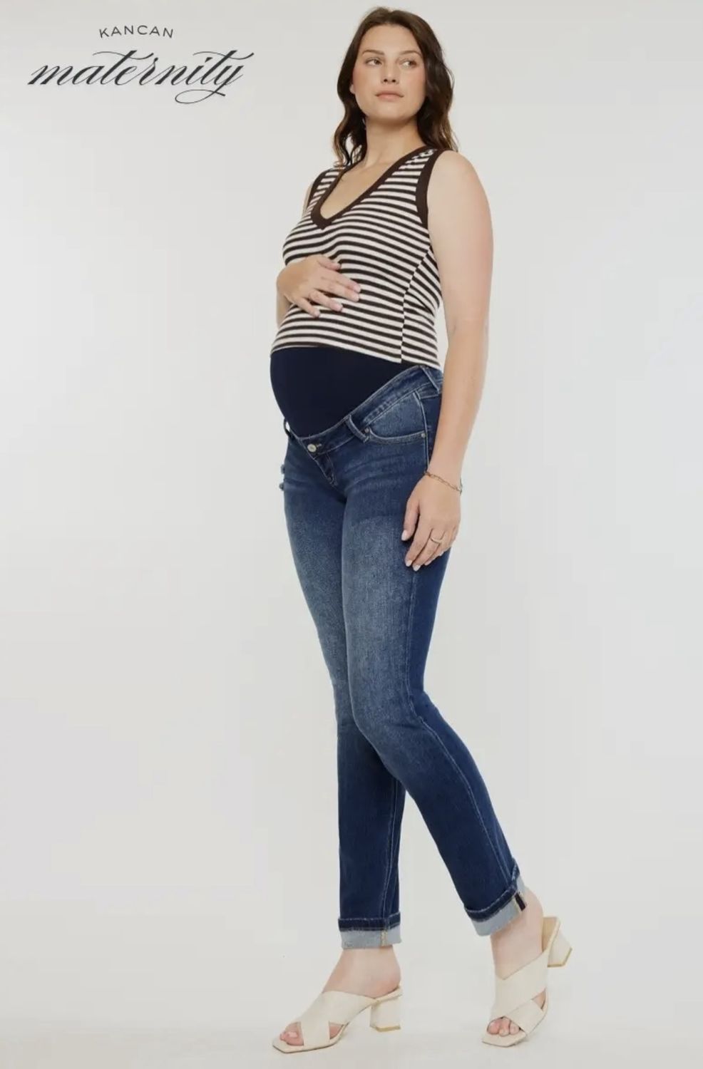 Stacy Full Band Straight Leg Jeans, Color: Dark, Size: 5/26
