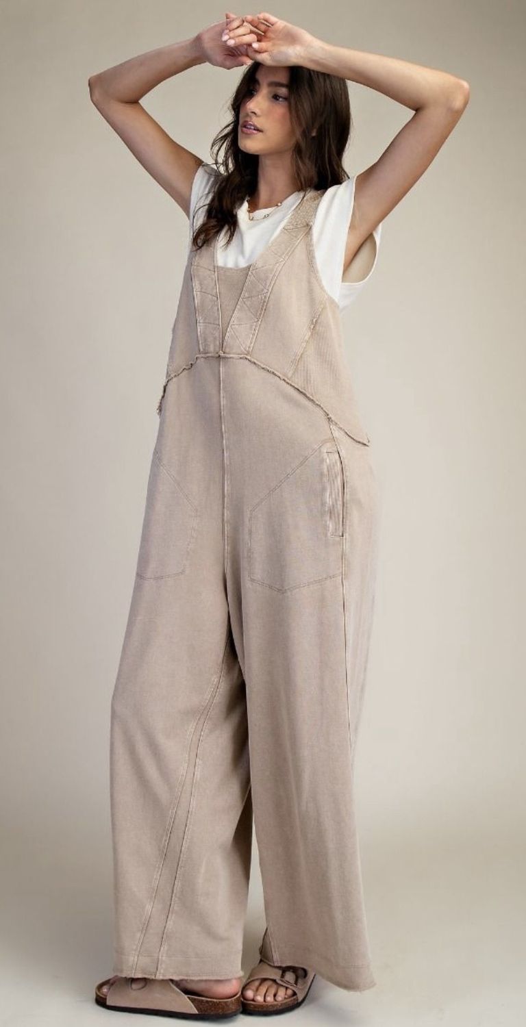 Terry Knit Romper, Color: Khaki, Size: Small