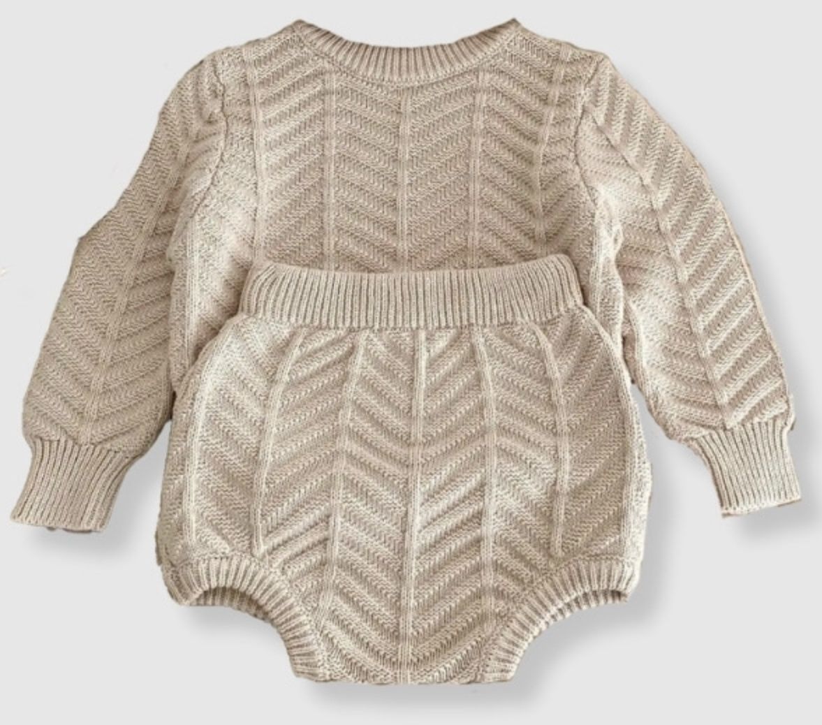 Cozy Two-Piece Knit Sweater Set, Color: Sand, Size: 18-24M