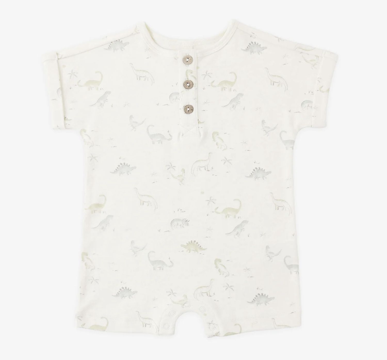 Dinosaur Short Sleeve One-Piece, Color: Ivory, Size: 0-3M
