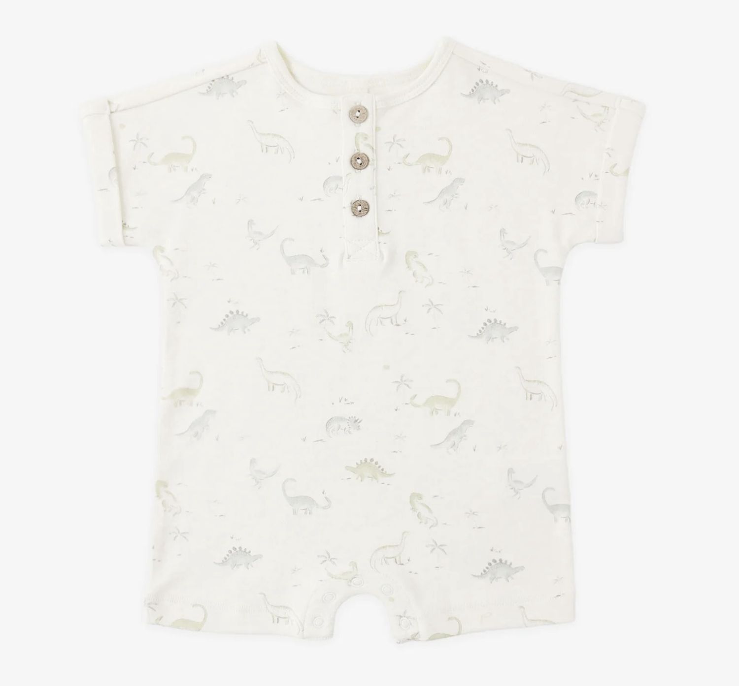 Dinosaur Short Sleeve One-Piece, Color: Ivory, Size: 0-3M