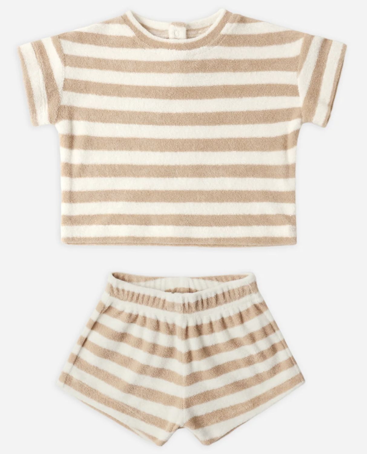 Terry Tee &amp; Short Set, Color: Latte Stripe, Size: 3-6M
