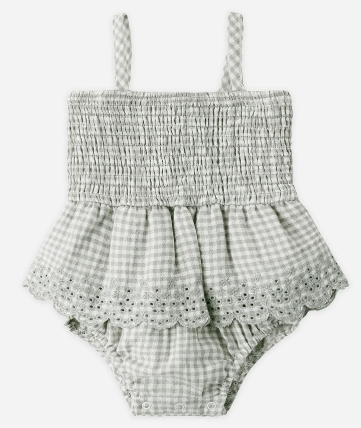 Smocked Skirted Romper, Color: Sage, Size: 0-3M