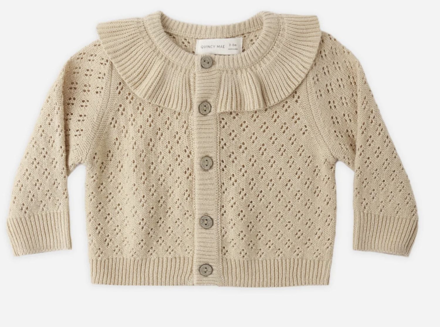 Ruffle Collar Cardigan, Color: Butterscotch, Size: 0-3M