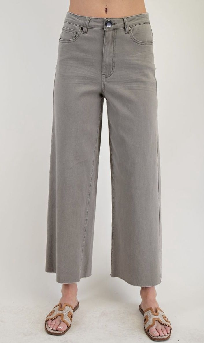 Soft Stretch High Waisted Twill Pants - Ash Olive