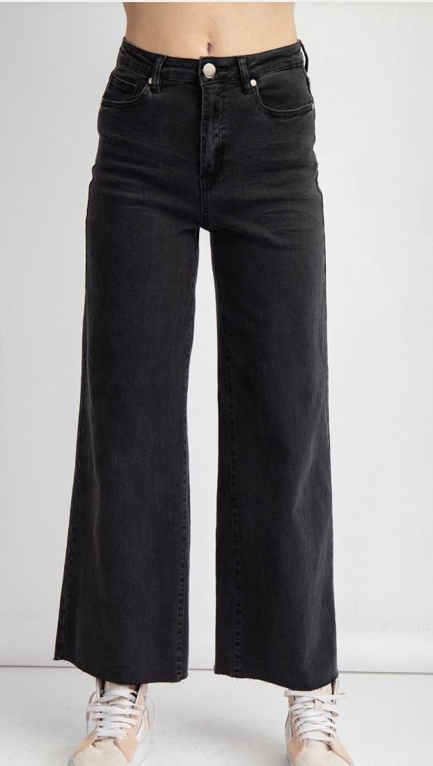 Soft Stretch High Waisted Twill Pants - Black