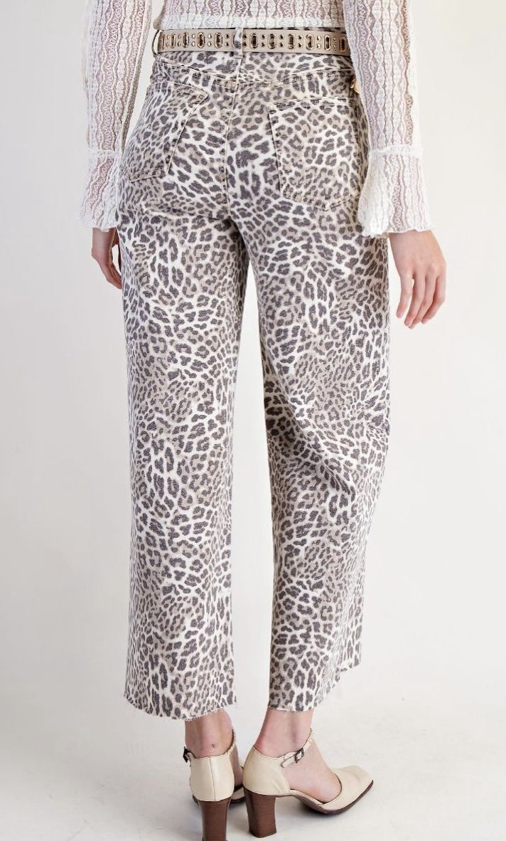 Animal Print Twill Pants, Color: Mocha, Size: Small
