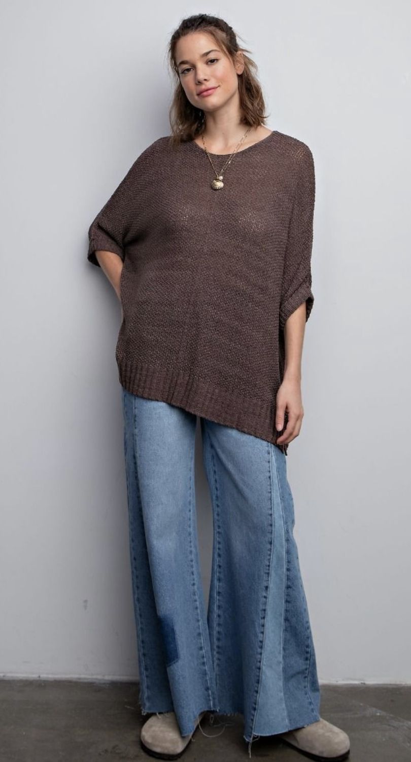 Breeze Sweater Knit Top - Ash Brown, Color: Ash Brown, Size: Small