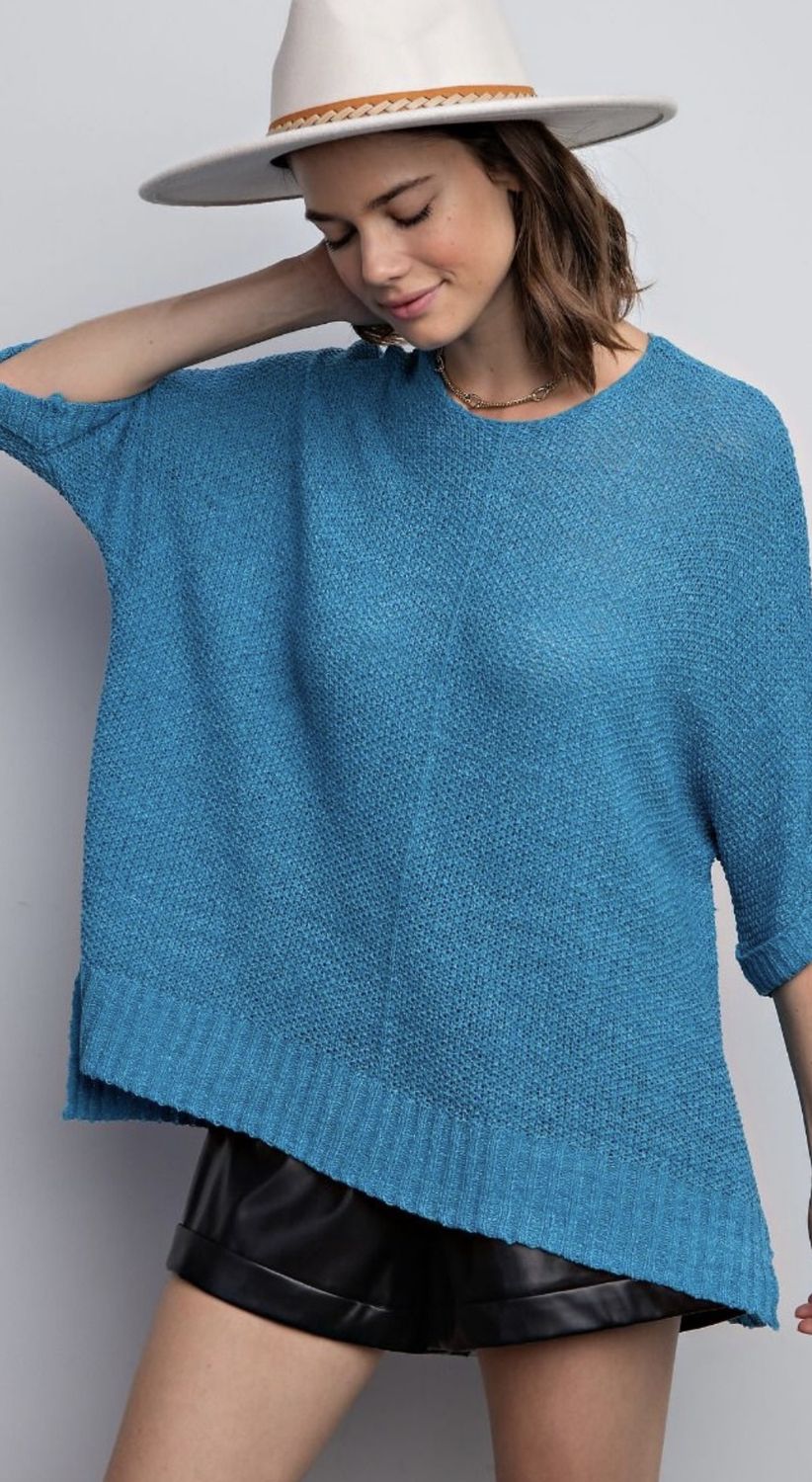Breeze Sweater Knit Top Plus - Royal Blue, Color: Royal Blue, Size: 1X