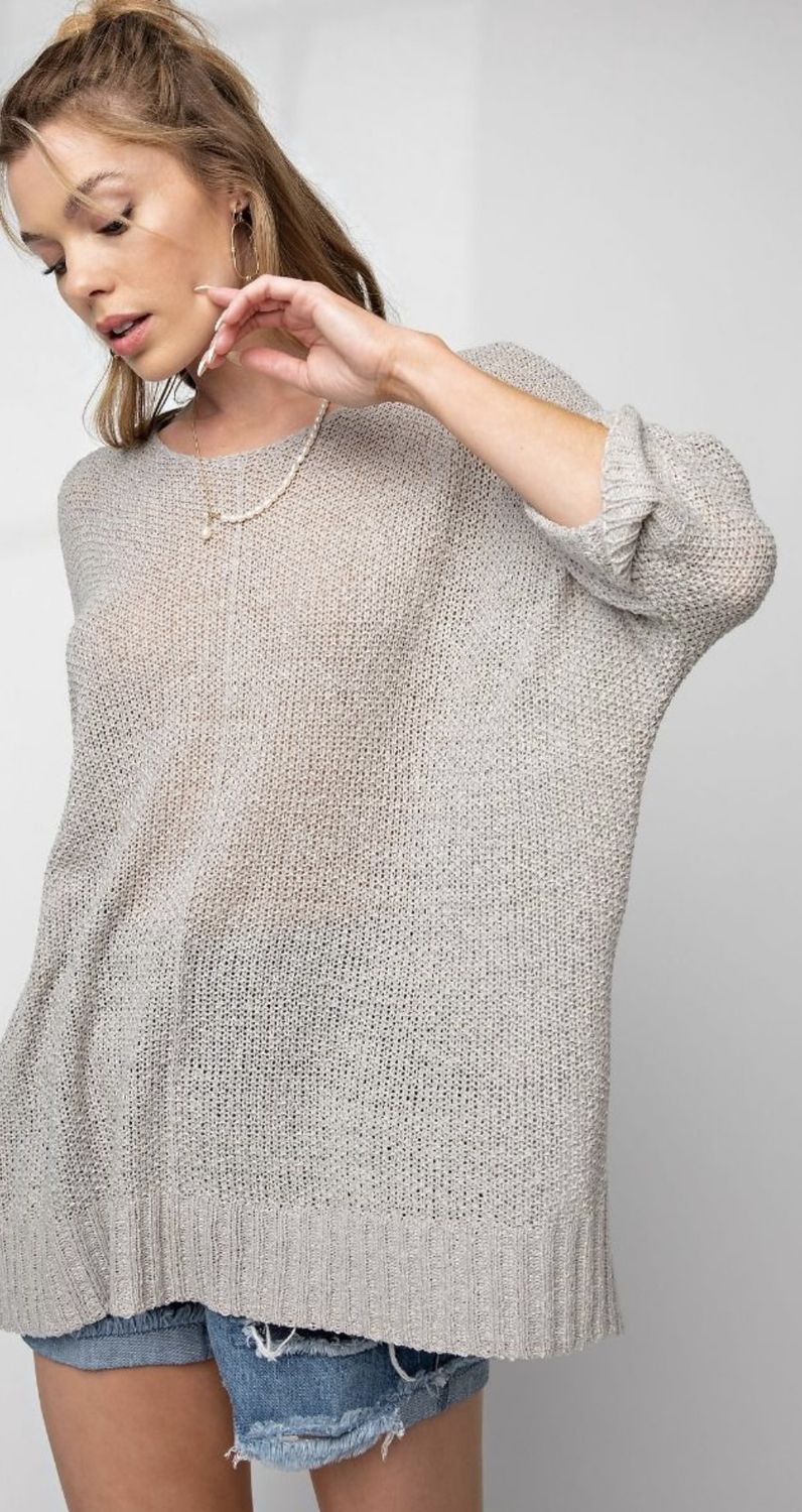 Breeze Sweater Knit Top Plus - Khaki, Color: Khaki, Size: 1X