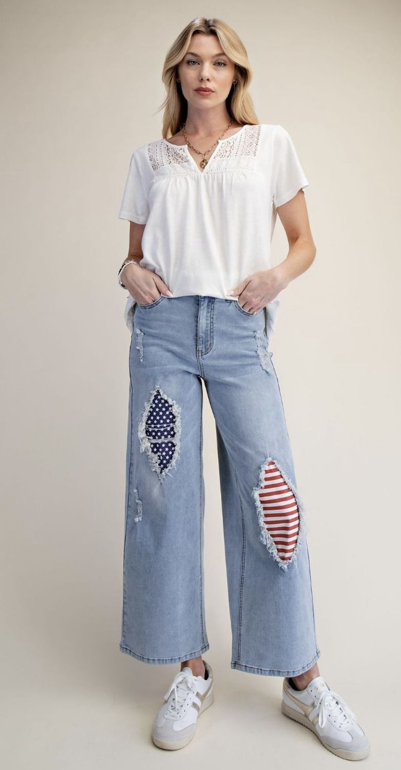 American Washed Stretch Denim Jeans, Color: Washed Denim, Size: Small