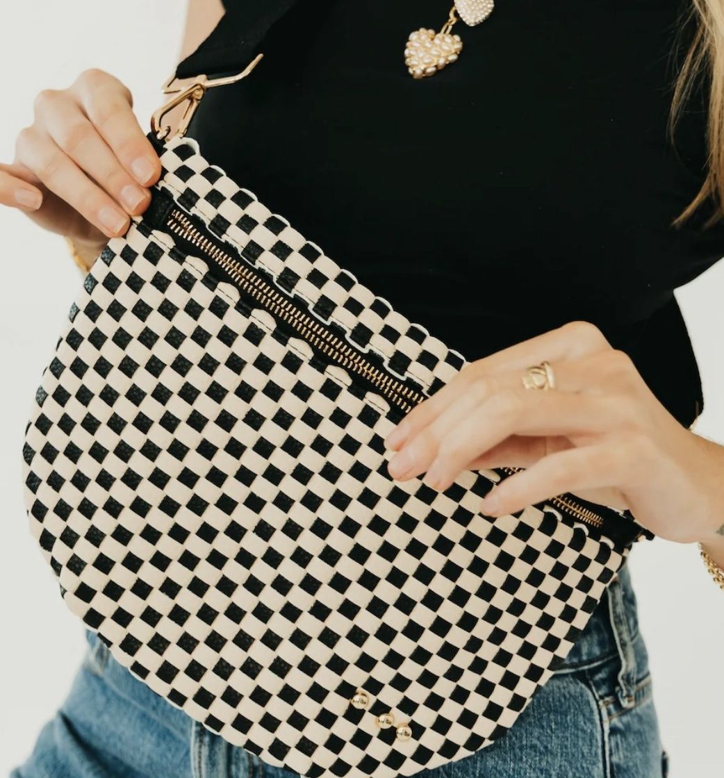 Westlyn Woven Bum Bag, Color: Checkered Black