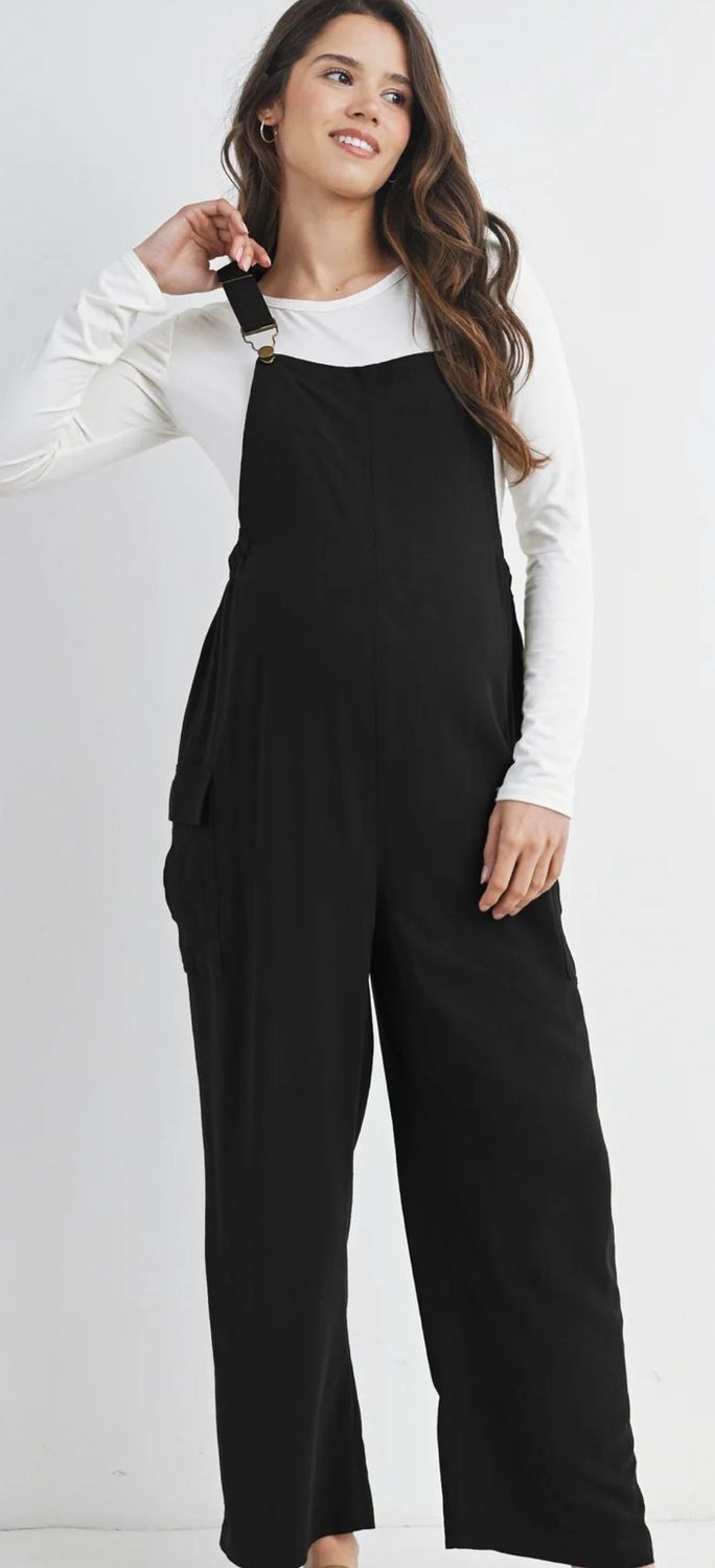 Emily Straight Leg Overalls - Black