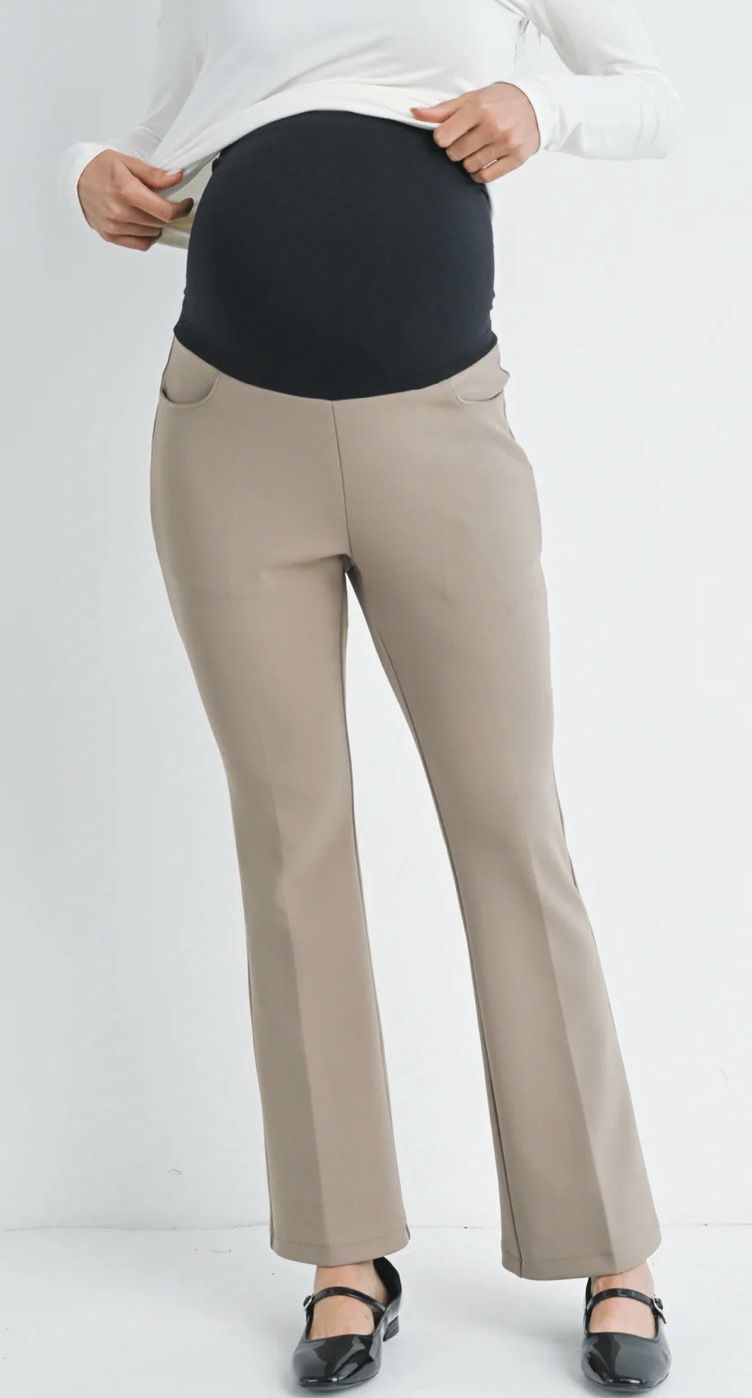 Ally Flared Maternity Pants - Taupe