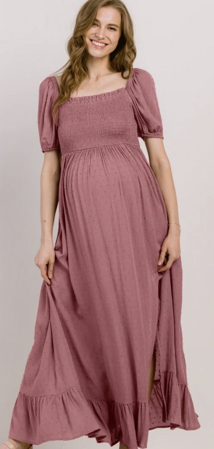 Susan Square Neck Puff Sleeve Maxi Dress - Mauve
