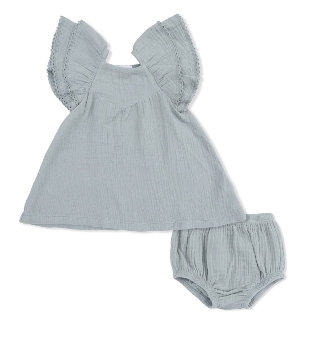 Jadeite V-Neck Dress &amp; Bloomer, Color: Jadeite, Size: 12-18M