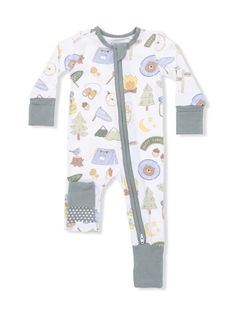 Camping Blue Convertible Romper, Color: Camper Blue, Size: 0-3M