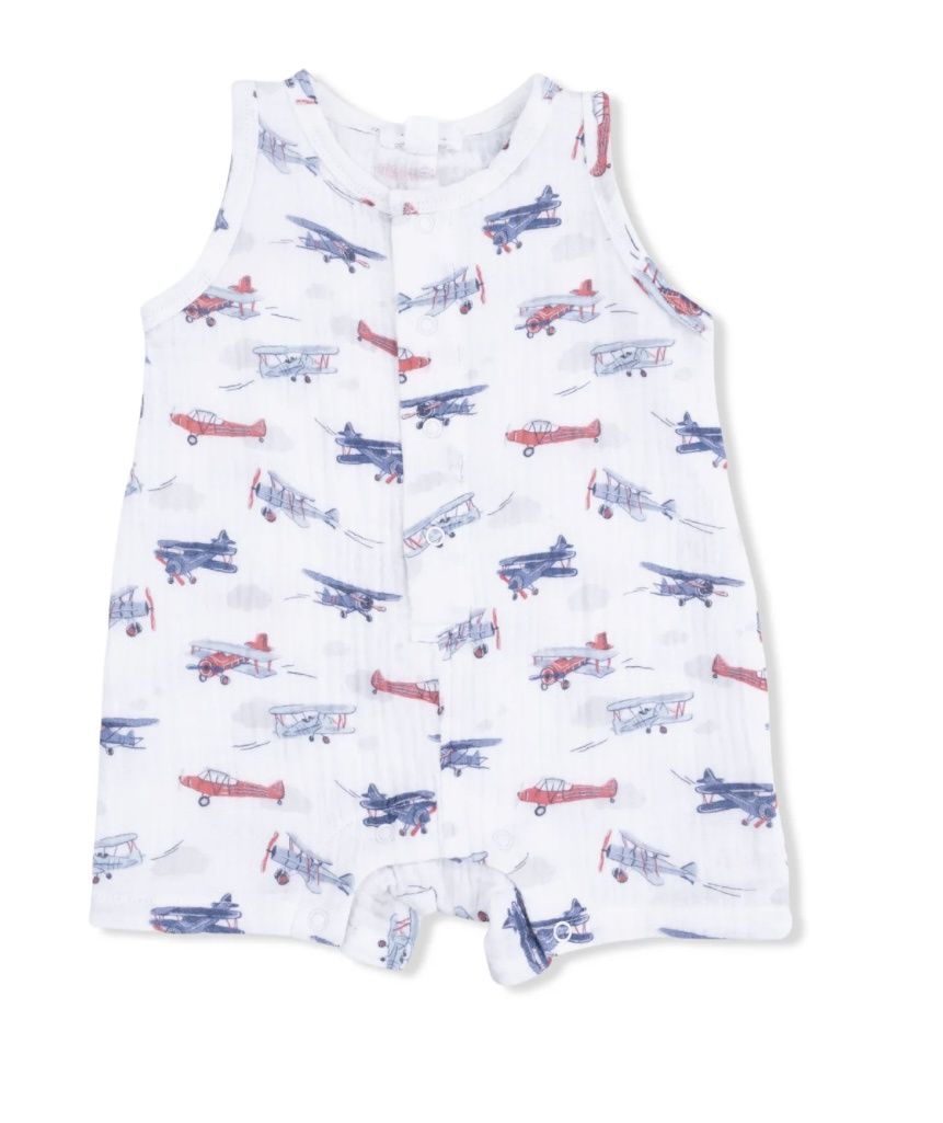 Vintage Planes Shortie Romper, Size: 3-6M, Theme: Vintage Planes