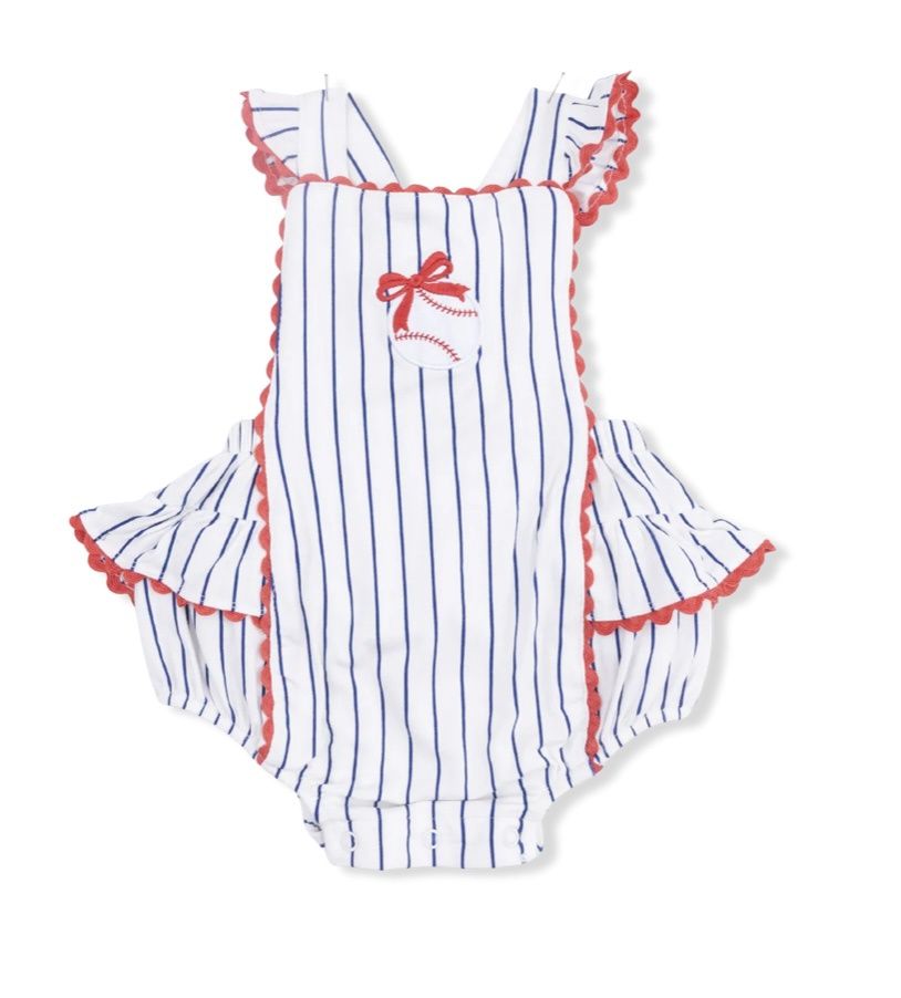 Ric Rac Ruffle Sunsuit, Color: Cream/Navy, Size: 0-3M
