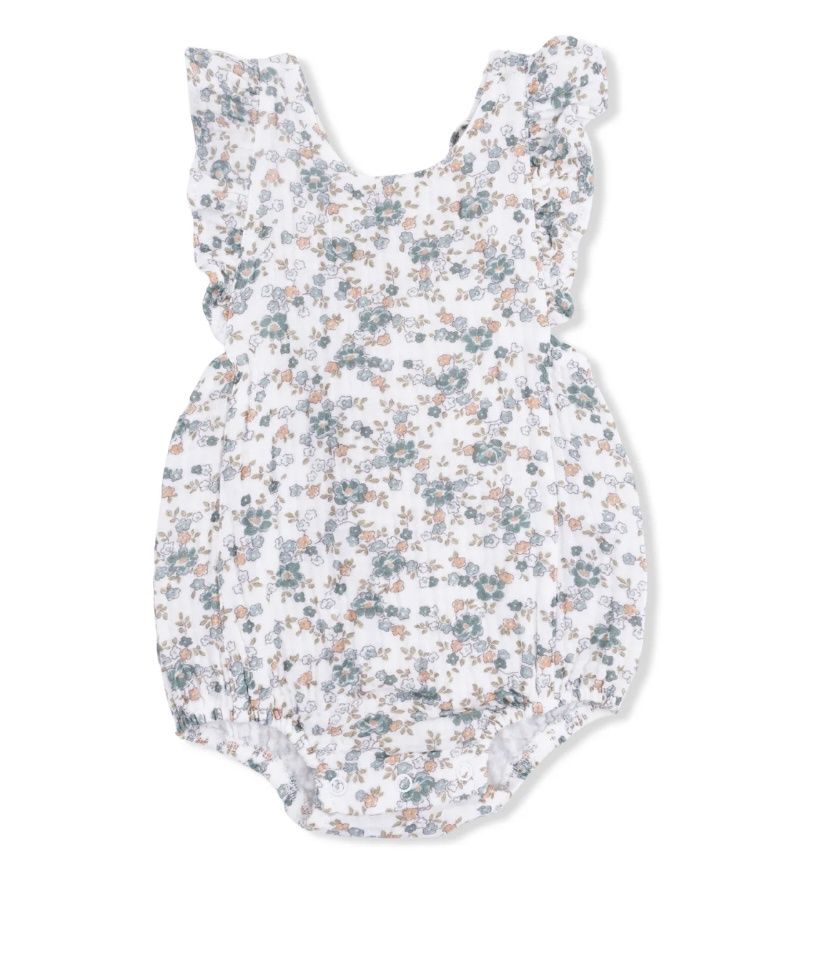 Camille Floral Sunsuit, Color: Off White/Green, Size: 0-3M