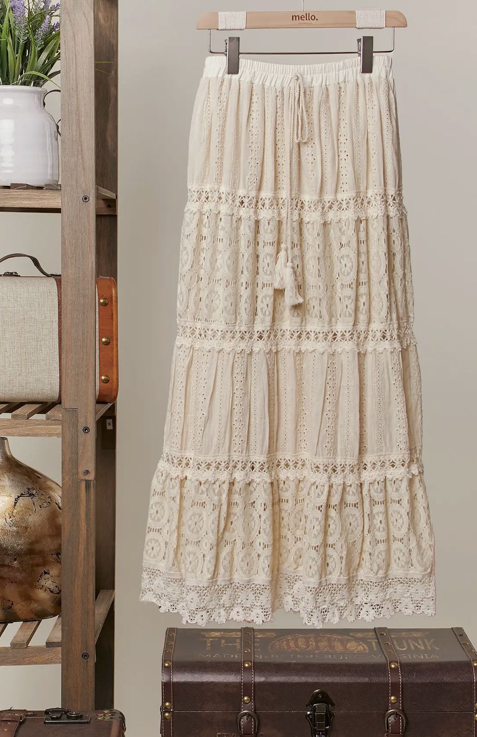 Lacey Maxi Skirt - Ivory, Size: Small