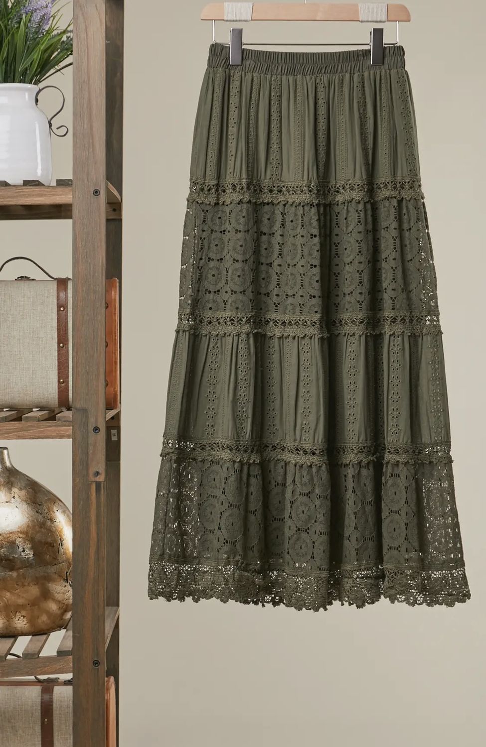 Lacey Maxi Skirt - Olive, Size: Small