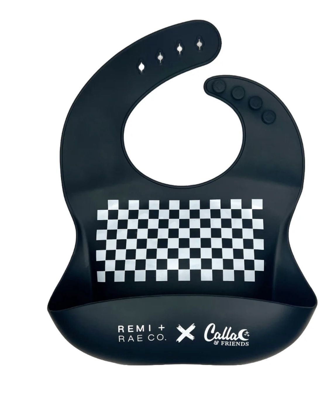 Silicone Bib - Checkered Black