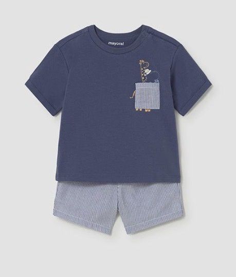 Mav Animal Bermuda Set, Color: Blue, Size: 6-9 Mo.