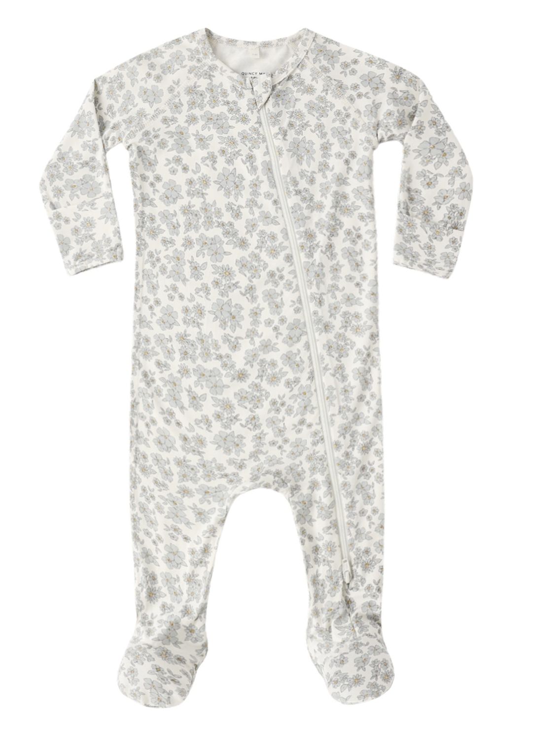 Betty Bamboo Footie - Blue Floral, Color: Ivory, Size: NB